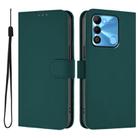 For Tecno Spark Go 2022 / 8C Skin Feel Solid Color Leather Phone Case with Lanyard(Dark Green) - 2