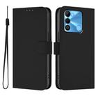 For Tecno Spark Go 2022 / 8C Skin Feel Solid Color Leather Phone Case with Lanyard(Black) - 2