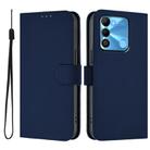 For Tecno Spark Go 2022 / 8C Skin Feel Solid Color Leather Phone Case with Lanyard(Navy Blue) - 2