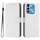 For Tecno Spark Go 2022 / 8C Skin Feel Solid Color Leather Phone Case with Lanyard(White) - 2