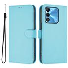 For Tecno Spark Go 2022 / 8C Skin Feel Solid Color Leather Phone Case with Lanyard(Sky Blue) - 2