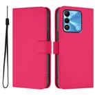 For Tecno Spark Go 2022 / 8C Skin Feel Solid Color Leather Phone Case with Lanyard(Rose Red) - 2