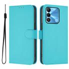 For Tecno Spark Go 2022 / 8C Skin Feel Solid Color Leather Phone Case with Lanyard(Lake Blue) - 2