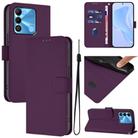 For Tecno Spark Go 2022 / 8C Skin Feel Solid Color Leather Phone Case with Lanyard(Violet) - 1