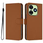 For Tecno Spark Go 2024 4G Skin Feel Solid Color Leather Phone Case with Lanyard(Brown) - 2