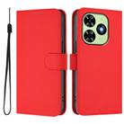 For Tecno Spark Go 2024 4G Skin Feel Solid Color Leather Phone Case with Lanyard(Red) - 2