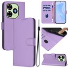 For Tecno Spark Go 2024 4G Skin Feel Solid Color Leather Phone Case with Lanyard(Lavender Purple) - 1