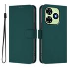 For Tecno Spark Go 2024 4G Skin Feel Solid Color Leather Phone Case with Lanyard(Dark Green) - 2