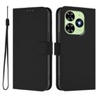 For Tecno Spark Go 2024 4G Skin Feel Solid Color Leather Phone Case with Lanyard(Black) - 2