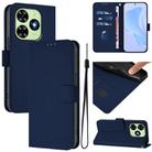 For Tecno Spark Go 2024 4G Skin Feel Solid Color Leather Phone Case with Lanyard(Navy Blue) - 1