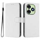 For Tecno Spark Go 2024 4G Skin Feel Solid Color Leather Phone Case with Lanyard(White) - 2