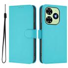 For Tecno Spark Go 2024 4G Skin Feel Solid Color Leather Phone Case with Lanyard(Lake Blue) - 2
