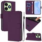 For Tecno Spark Go 2024 4G Skin Feel Solid Color Leather Phone Case with Lanyard(Violet) - 1