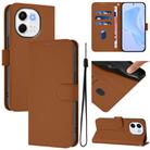 For Tecno Spark 30 5G / Pova 6 Neo 5G Skin Feel Solid Color Leather Phone Case with Lanyard(Brown) - 1