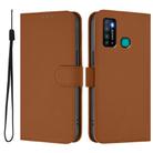 For Tecno Camon 15 Skin Feel Solid Color Leather Phone Case with Lanyard(Brown) - 2