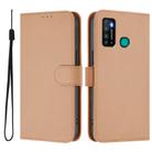 For Tecno Camon 15 Skin Feel Solid Color Leather Phone Case with Lanyard(Nude) - 2