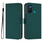 For Tecno Camon 15 Skin Feel Solid Color Leather Phone Case with Lanyard(Dark Green) - 2