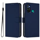 For Tecno Camon 15 Skin Feel Solid Color Leather Phone Case with Lanyard(Navy Blue) - 2