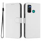 For Tecno Camon 15 Skin Feel Solid Color Leather Phone Case with Lanyard(White) - 2