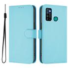 For Tecno Camon 15 Skin Feel Solid Color Leather Phone Case with Lanyard(Sky Blue) - 2