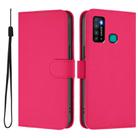For Tecno Camon 15 Skin Feel Solid Color Leather Phone Case with Lanyard(Rose Red) - 2