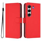 For Tecno Camon 40 Pro 4G Skin Feel Solid Color Leather Phone Case with Lanyard(Red) - 2