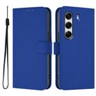 For Tecno Camon 40 Pro 4G Skin Feel Solid Color Leather Phone Case with Lanyard(Dark Blue) - 2
