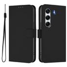 For Tecno Camon 40 Pro 4G Skin Feel Solid Color Leather Phone Case with Lanyard(Black) - 2