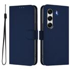 For Tecno Camon 40 Pro 4G Skin Feel Solid Color Leather Phone Case with Lanyard(Navy Blue) - 2