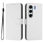 For Tecno Camon 40 Pro 4G Skin Feel Solid Color Leather Phone Case with Lanyard(White) - 2