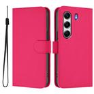 For Tecno Camon 40 Pro 5G Skin Feel Solid Color Leather Phone Case with Lanyard(Rose Red) - 2