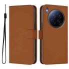 For Tecno Camon 40 Premier Skin Feel Solid Color Leather Phone Case with Lanyard(Brown) - 2