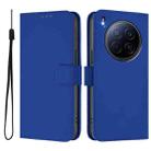 For Tecno Camon 40 Premier Skin Feel Solid Color Leather Phone Case with Lanyard(Dark Blue) - 2
