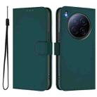 For Tecno Camon 40 Premier Skin Feel Solid Color Leather Phone Case with Lanyard(Dark Green) - 2