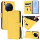 For Tecno Camon 40 Premier Skin Feel Solid Color Leather Phone Case with Lanyard(Lemon Yellow) - 1