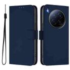 For Tecno Camon 40 Premier Skin Feel Solid Color Leather Phone Case with Lanyard(Navy Blue) - 2