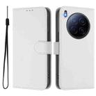 For Tecno Camon 40 Premier Skin Feel Solid Color Leather Phone Case with Lanyard(White) - 2