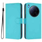 For Tecno Camon 40 Premier Skin Feel Solid Color Leather Phone Case with Lanyard(Lake Blue) - 2