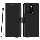 For HMD Skyline Skin Feel Solid Color Leather Phone Case with Lanyard(Black) - 2