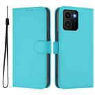 For HMD Skyline Skin Feel Solid Color Leather Phone Case with Lanyard(Lake Blue) - 2