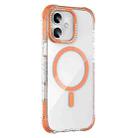 For iPhone 16 Mutural Blink Series Glitter Edge MagSafe Magnetic Phone Case(Orange) - 1