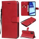 For Oppo A52 / A72 / A92 Solid Color Horizontal Flip Protective Leather Case with Holder & Card Slots & Wallet & Photo Frame & Lanyard(Red) - 1