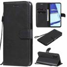 For Oppo A52 / A72 / A92 Solid Color Horizontal Flip Protective Leather Case with Holder & Card Slots & Wallet & Photo Frame & Lanyard(Black) - 1