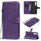 For Oppo Reno3 5G / Find X2 Lite Solid Color Horizontal Flip Protective Leather Case with Holder & Card Slots & Wallet & Photo Frame & Lanyard(Purple) - 1