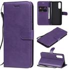 For Oppo Reno3 Pro 4G Solid Color Horizontal Flip Protective Leather Case with Holder & Card Slots & Wallet & Photo Frame & Lanyard(Purple) - 1