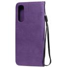 For Oppo Reno3 Pro 4G Solid Color Horizontal Flip Protective Leather Case with Holder & Card Slots & Wallet & Photo Frame & Lanyard(Purple) - 3