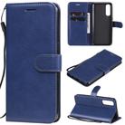 For Oppo Reno3 Pro 4G Solid Color Horizontal Flip Protective Leather Case with Holder & Card Slots & Wallet & Photo Frame & Lanyard(Blue) - 1
