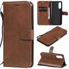 For Oppo Reno3 Pro 4G Solid Color Horizontal Flip Protective Leather Case with Holder & Card Slots & Wallet & Photo Frame & Lanyard(Brown) - 1