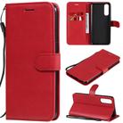 For Oppo Reno3 Pro 4G Solid Color Horizontal Flip Protective Leather Case with Holder & Card Slots & Wallet & Photo Frame & Lanyard(Red) - 1