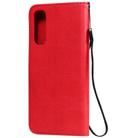 For Oppo Reno3 Pro 4G Solid Color Horizontal Flip Protective Leather Case with Holder & Card Slots & Wallet & Photo Frame & Lanyard(Red) - 3